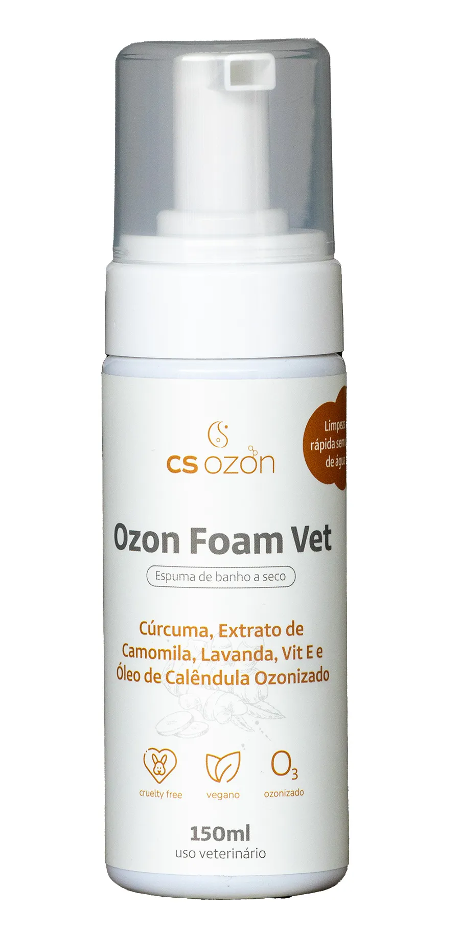 Banho a seco ESPUMA DE CÚRCUMA para cães e gatos