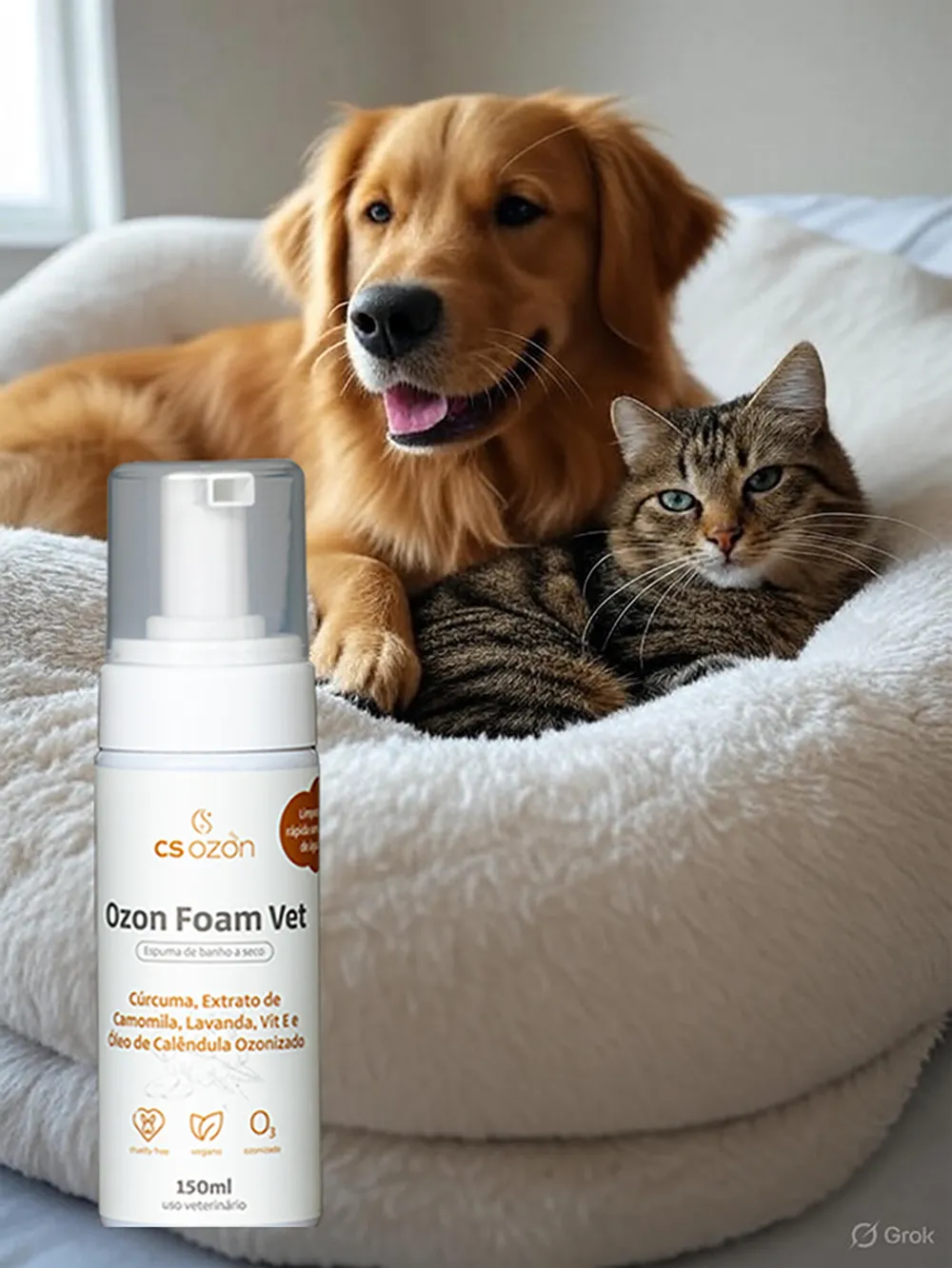 Banho a seco ESPUMA DE CÚRCUMA para cães e gatos - Imagem 3